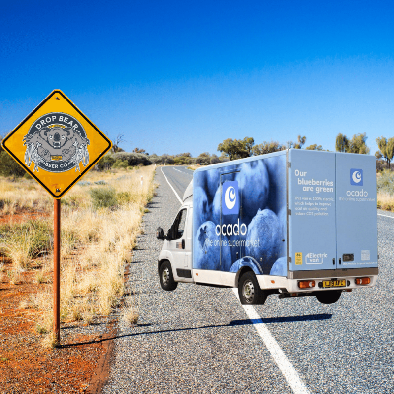 Ocado van in Australian outback